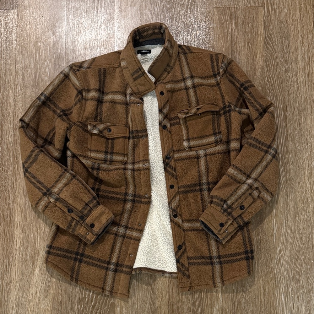 O'Neill Men's Brown Plaid Shirt Jacket